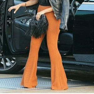 Tan/ Beige High Waisted Ribbed Bell Bottoms